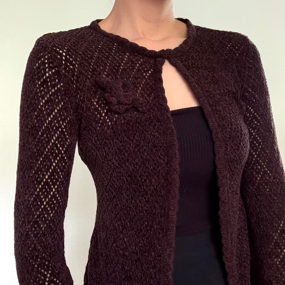 Chocolate brown knit cardigan